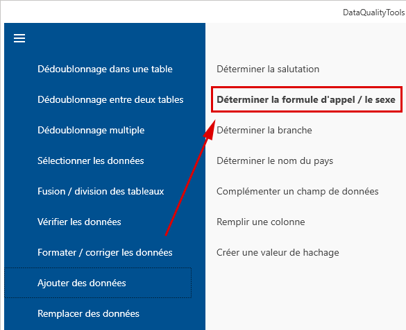Déterminer la formule d'appel