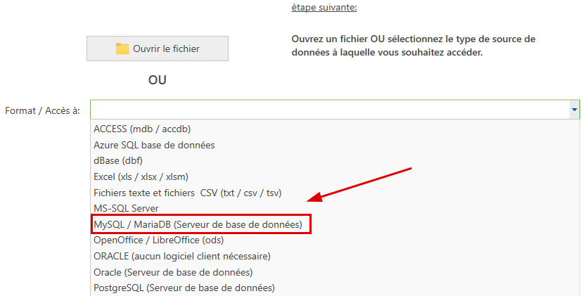 Source de données MySQL