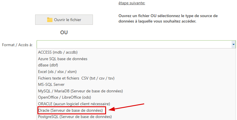 Source de données Oracle
