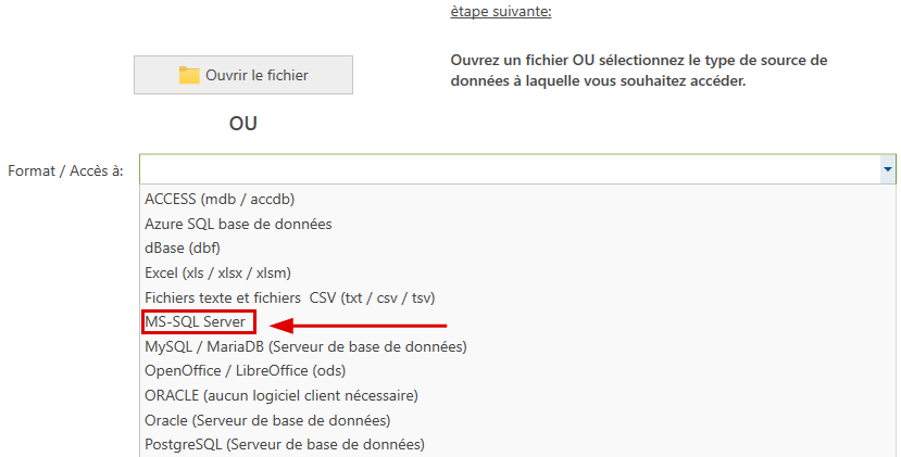 Source de données SQL Server