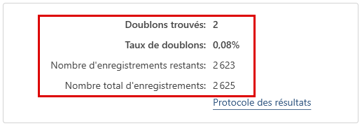Abgleichsergebnis Résultat de la comparaison