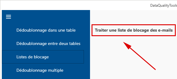 Universalabgleich Traiter une liste de blocage des emails