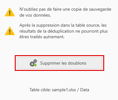 in der Ursprungstabelle löschen Supprimer dans la table d'origine