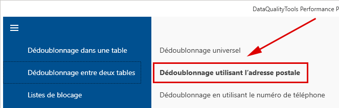 Comparaison via l'adresse postale
