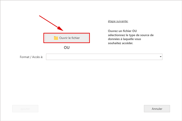 Ajouter un table, Excel