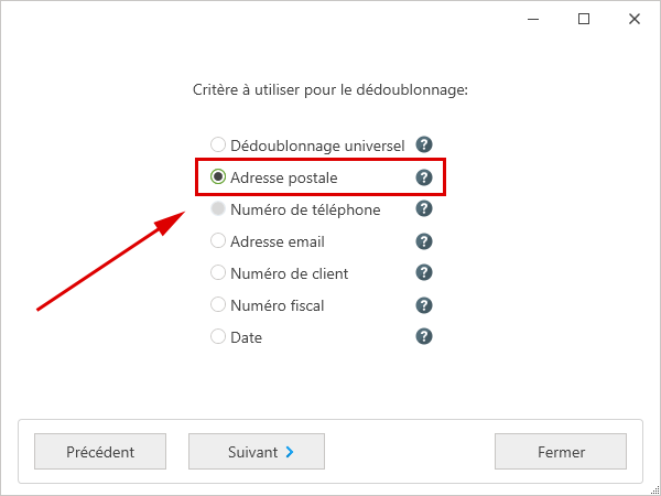 Créer un nouveau projet - critère à utiliser pour la dédoublonnage