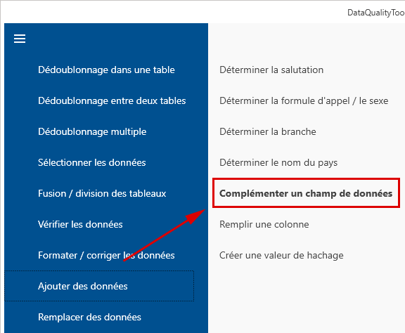 Complémenter un champ de données