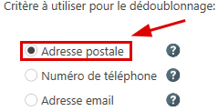Critère de recherche de doublons