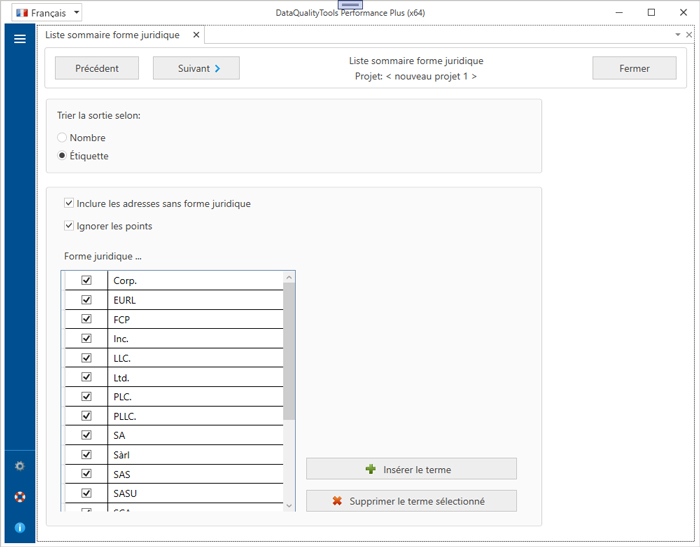 Liste sommaire forme juridique