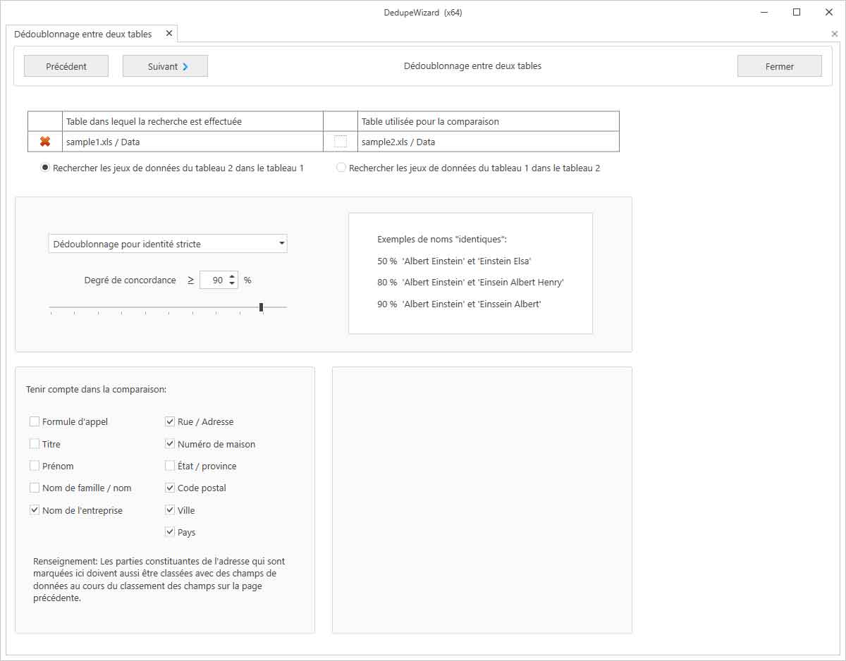 Déduplication entre deux fichiers / tables