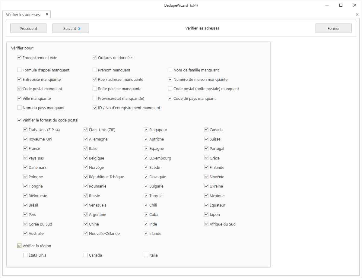 Vérifier les adresses
